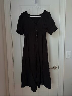 Black Button-Front Midi Dress - Madewell